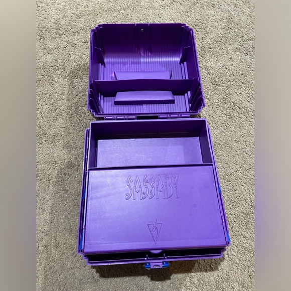Vintage SASSABY MAKEUP CARRYING CASE Organizer Purple Model 102 Made In USA - Picture 8 of 15